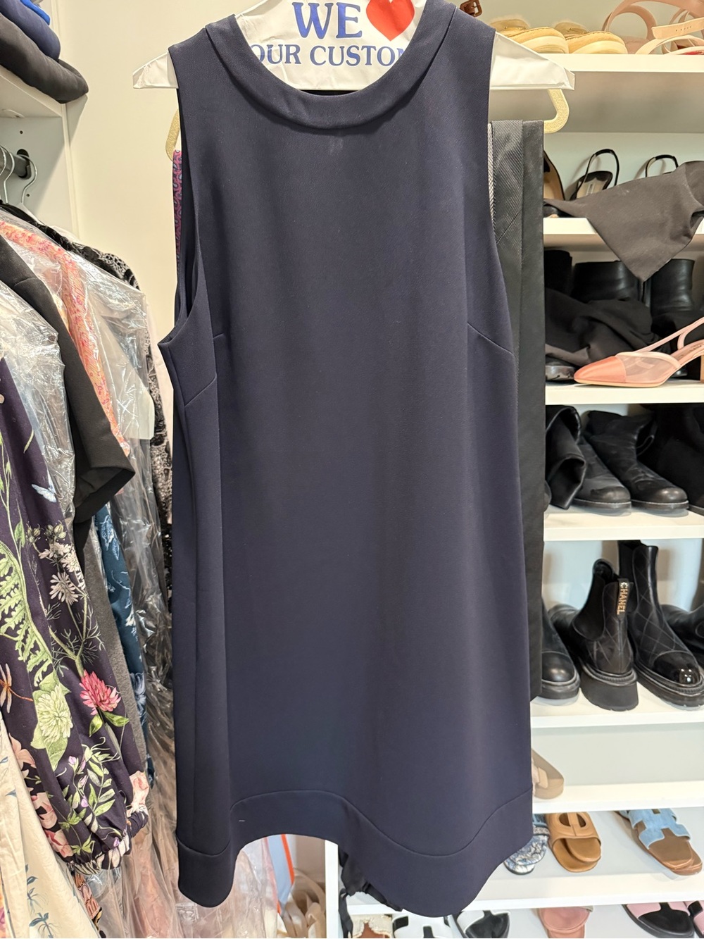 Theory Navy Sleeveless Shift Dress